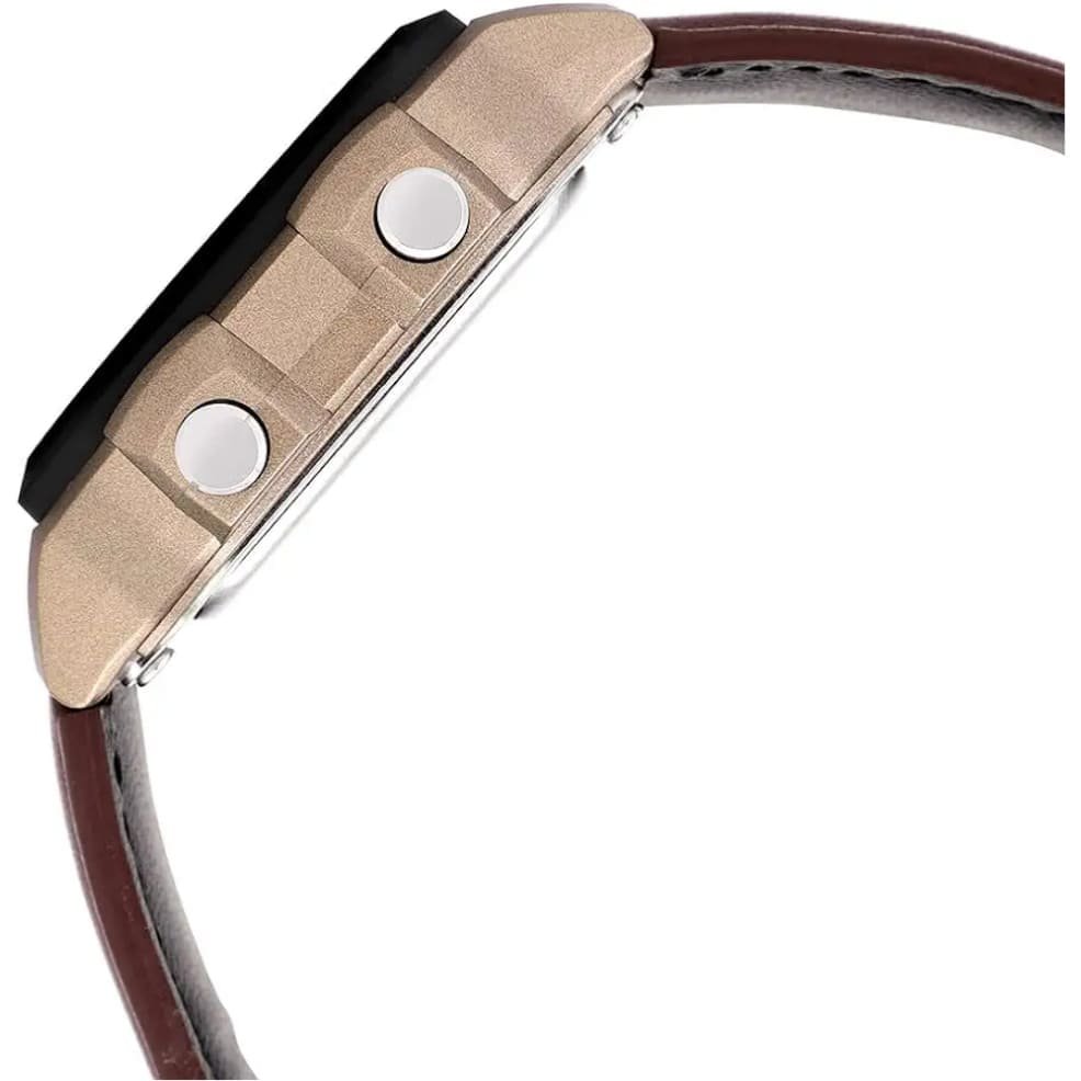 Casio World Time Digital Watch with brown Leather Strap - Image 2