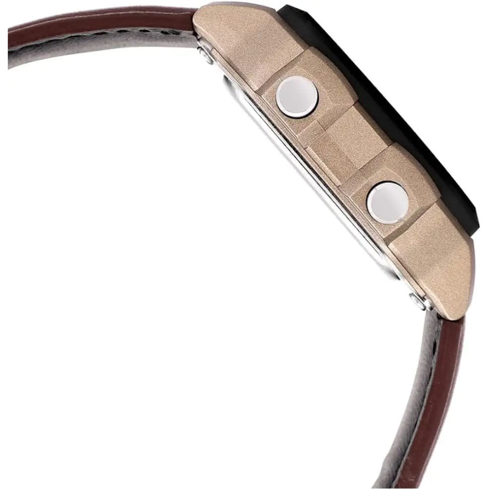 Casio World Time Digital Watch with brown Leather Strap - Image 3