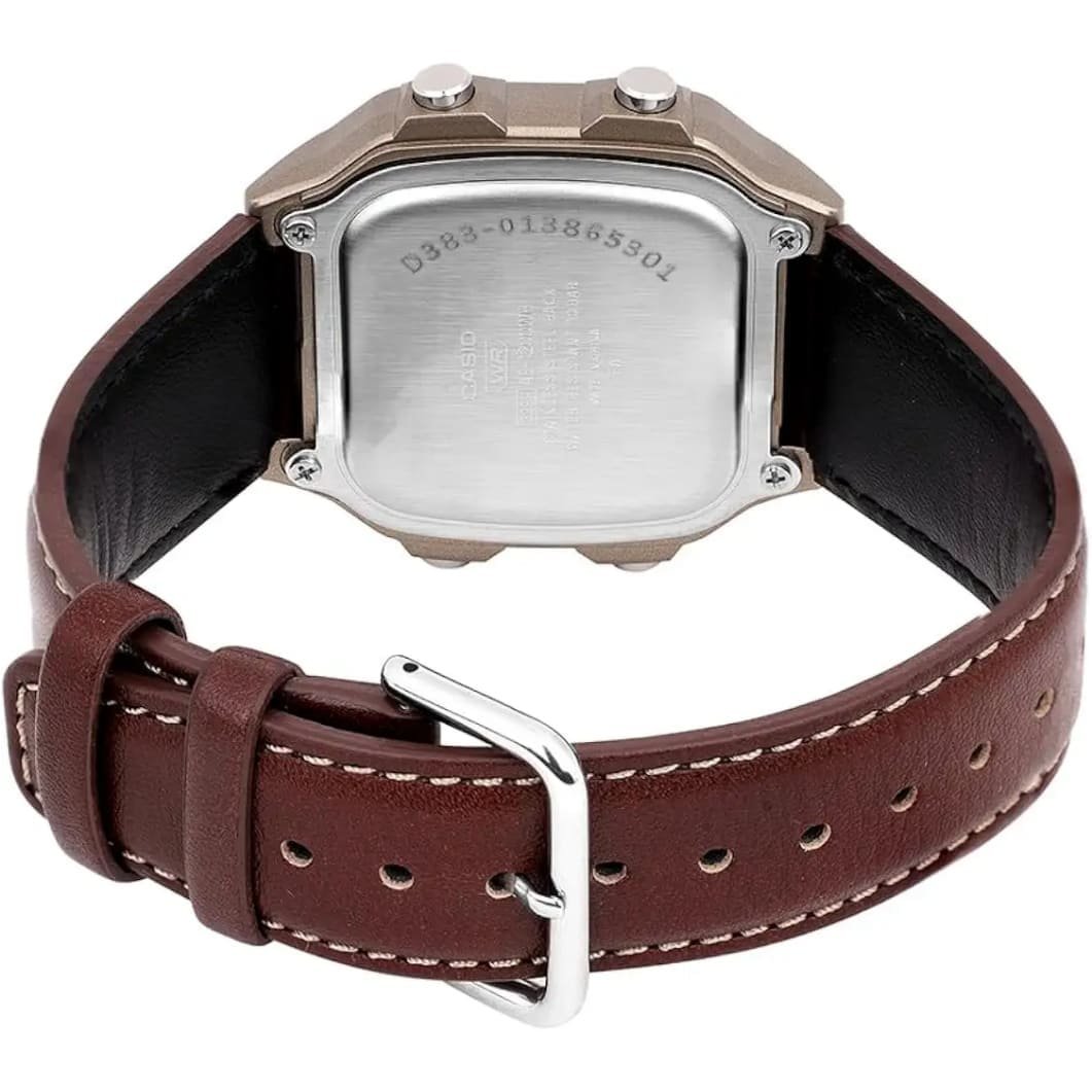 Casio World Time Digital Watch with brown Leather Strap - Image 4