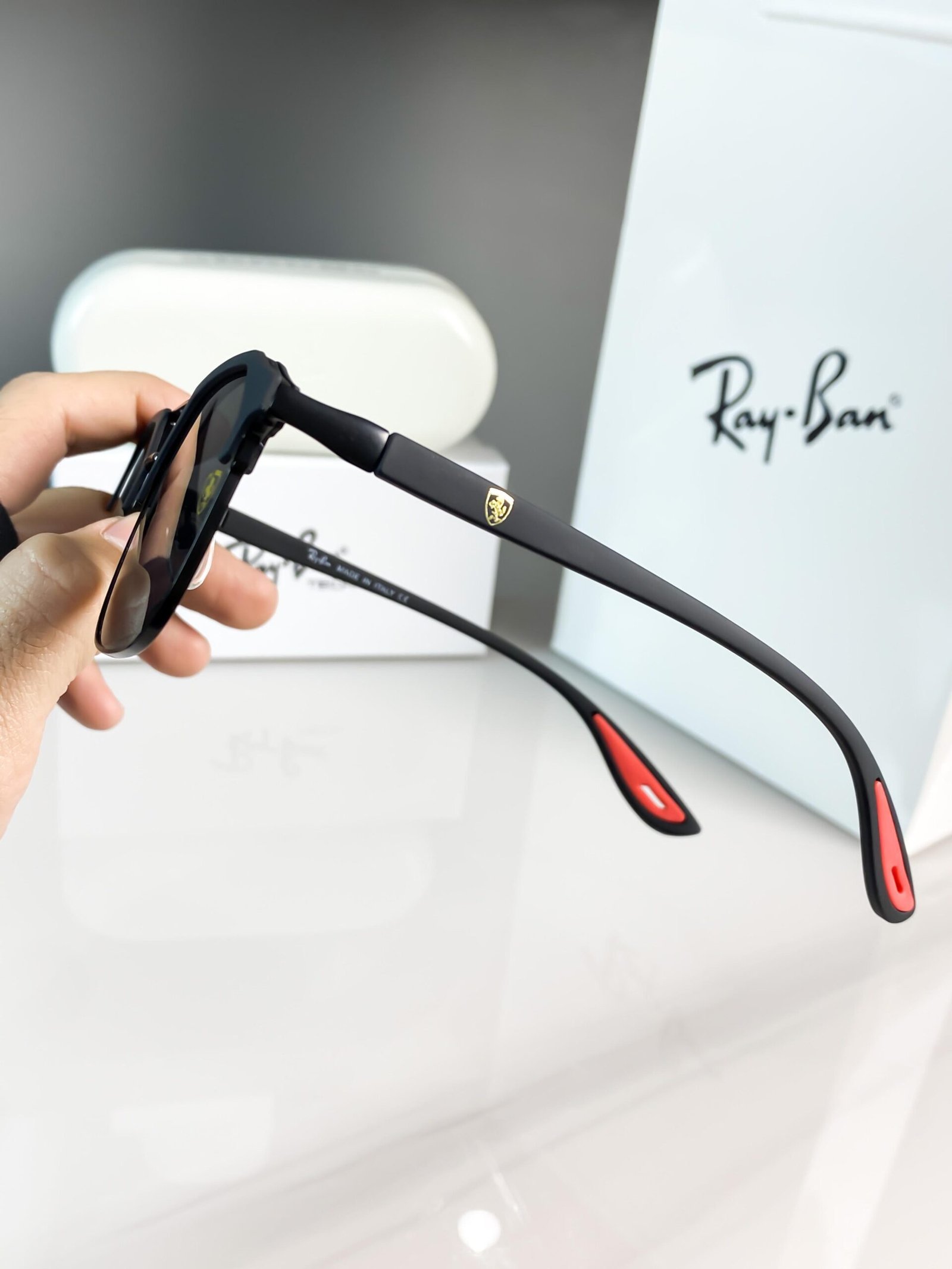 Ray-Ban 04 Full Black Scuderia Ferrari Edition Sunglasses | Premium Metal Frame | Black UV400 Lenses - Image 8
