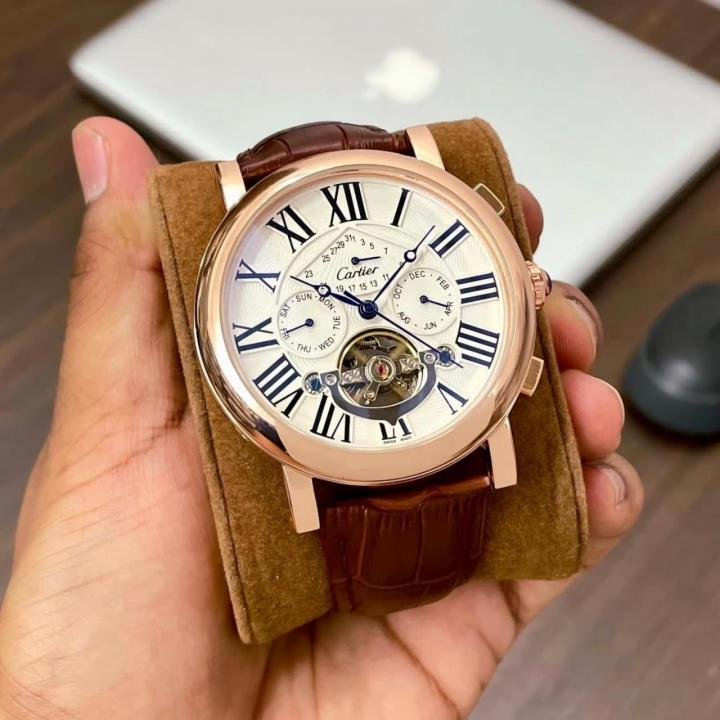 Cartier Tourbillon Rose Gold Blue Roman Dial Leather Watch – Ultra Luxury Edition - Image 7